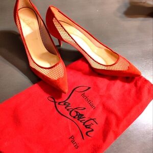 Christian Louboutin Red kitten heels NEW condition 40 1/2 or 10.5US